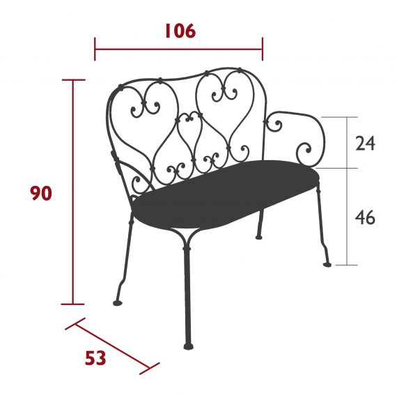 1900 bench dimensions