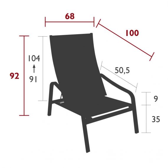 Alizé arm chair dimensions