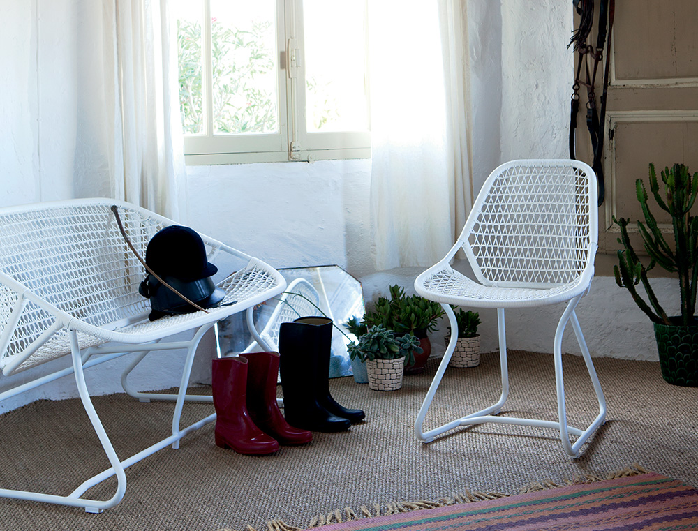 Sixties bench & chair in Cotton White