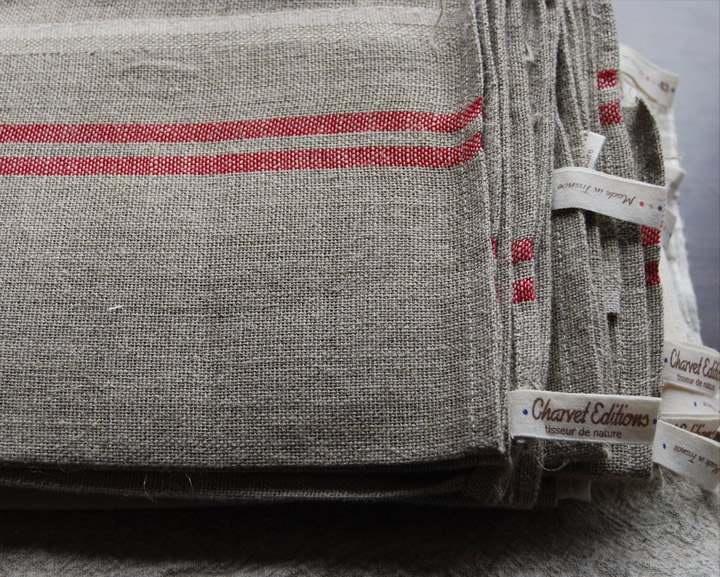 Washed French linen tea towel