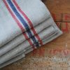 French linen tea towel with red & blue stripe