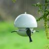 Ceramic ball bird seed feeder in white (Blue Tit not included)