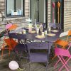 Cargo table in Plum, Bagatelle chairs in Plum, Coeur chairs in Carrot & Fuchsia