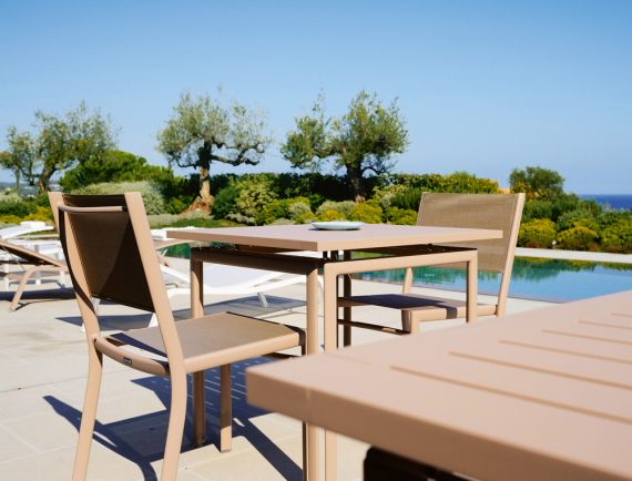 Costa chair and square table in Nutmeg