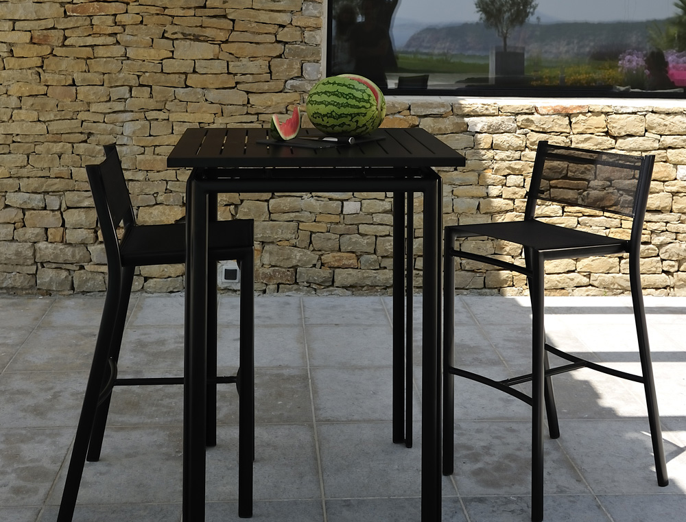 Costa high table and chairs in Liquorice