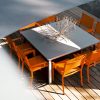 Craft table in Steel Grey with Costa armchairs in Carrot