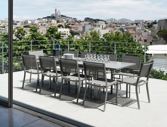 Costa chairs, armchairs and table