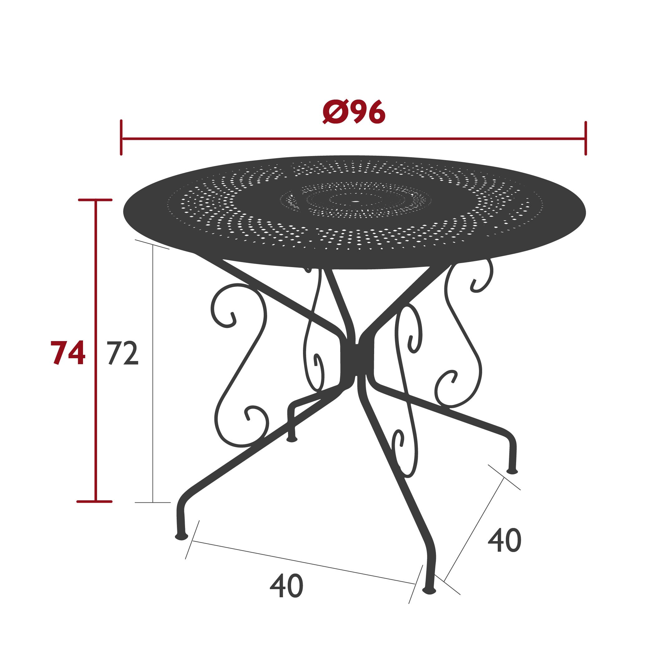 Montmartre 96 cm table, dimensions