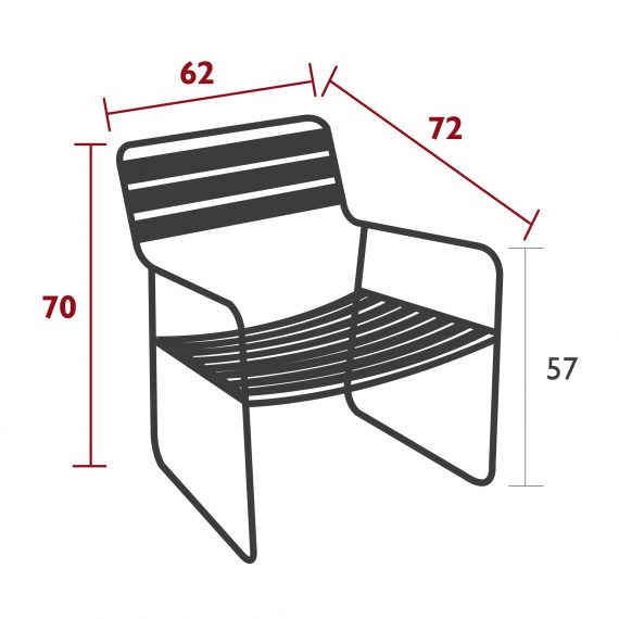 Surprising low armchair, dimensions