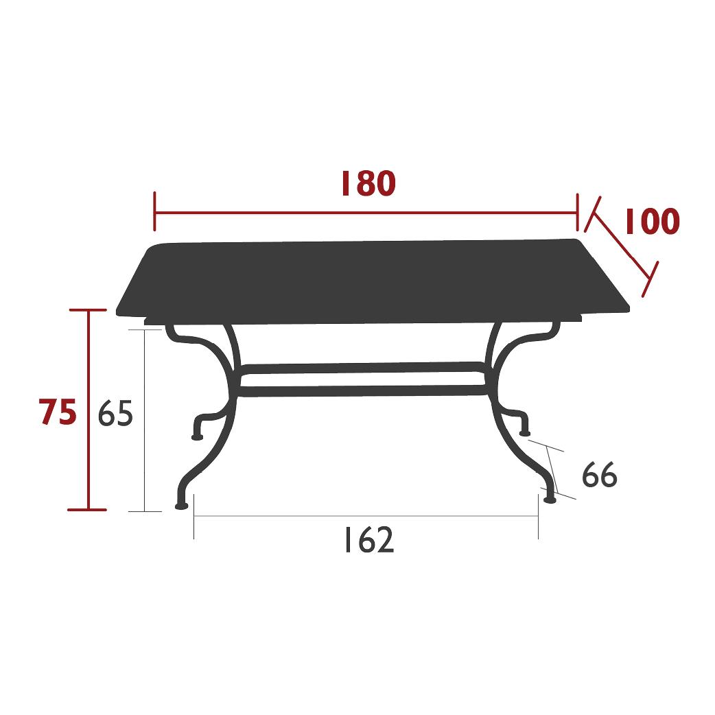 Romane rectangular table, dimensions