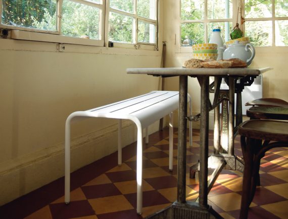 Luxembourg long bench in Cotton White