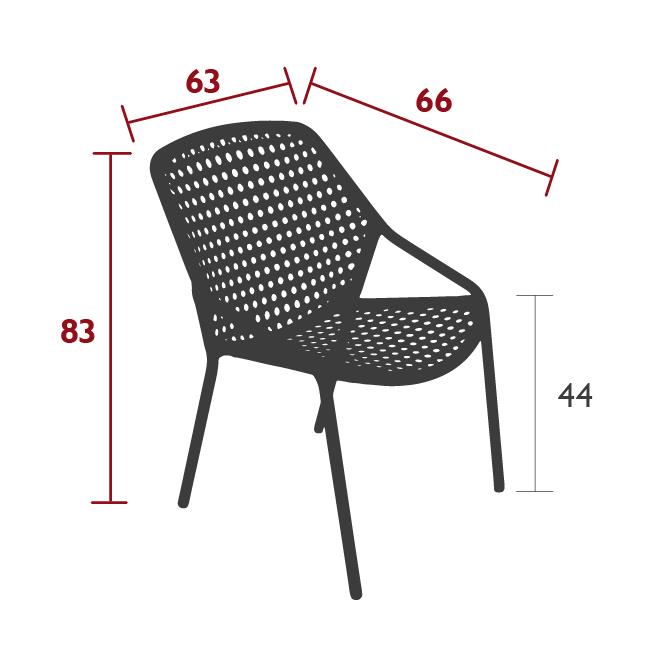 Croisette armchair, dimensions