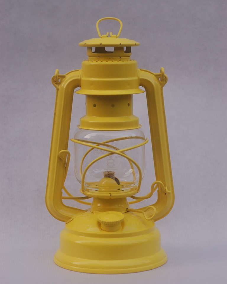 Feuerhand hurricane lantern in Zinc Yellow
