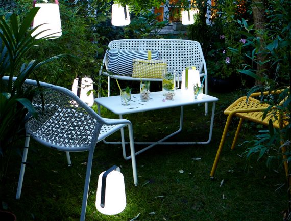 Croisette armchair, Croisette bench & Croisette low table