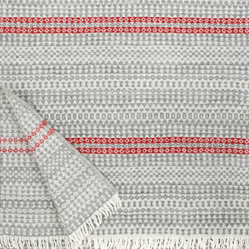 Aino blanket in Grey & Red