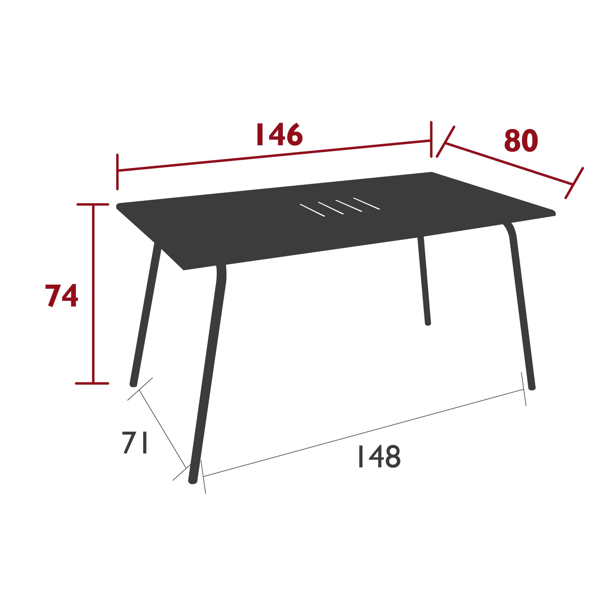 Monceau table 146 cm × 80 cm dimensions Monceau table 146 cm × 80 cm dimensions