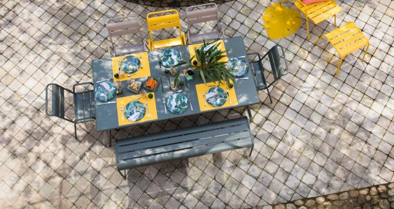 Monceau large table, Monceau armchair, Monceau Bench XL