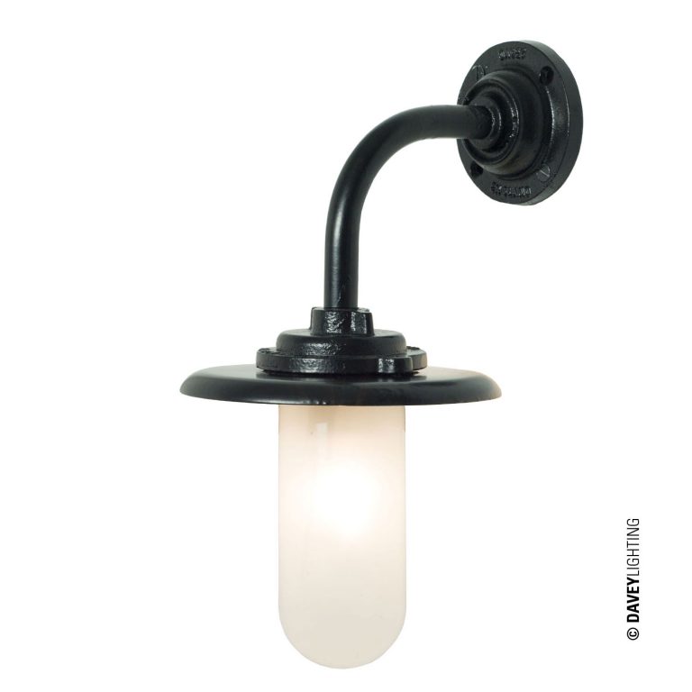 Exterior bracket light, black painted, frosted glass