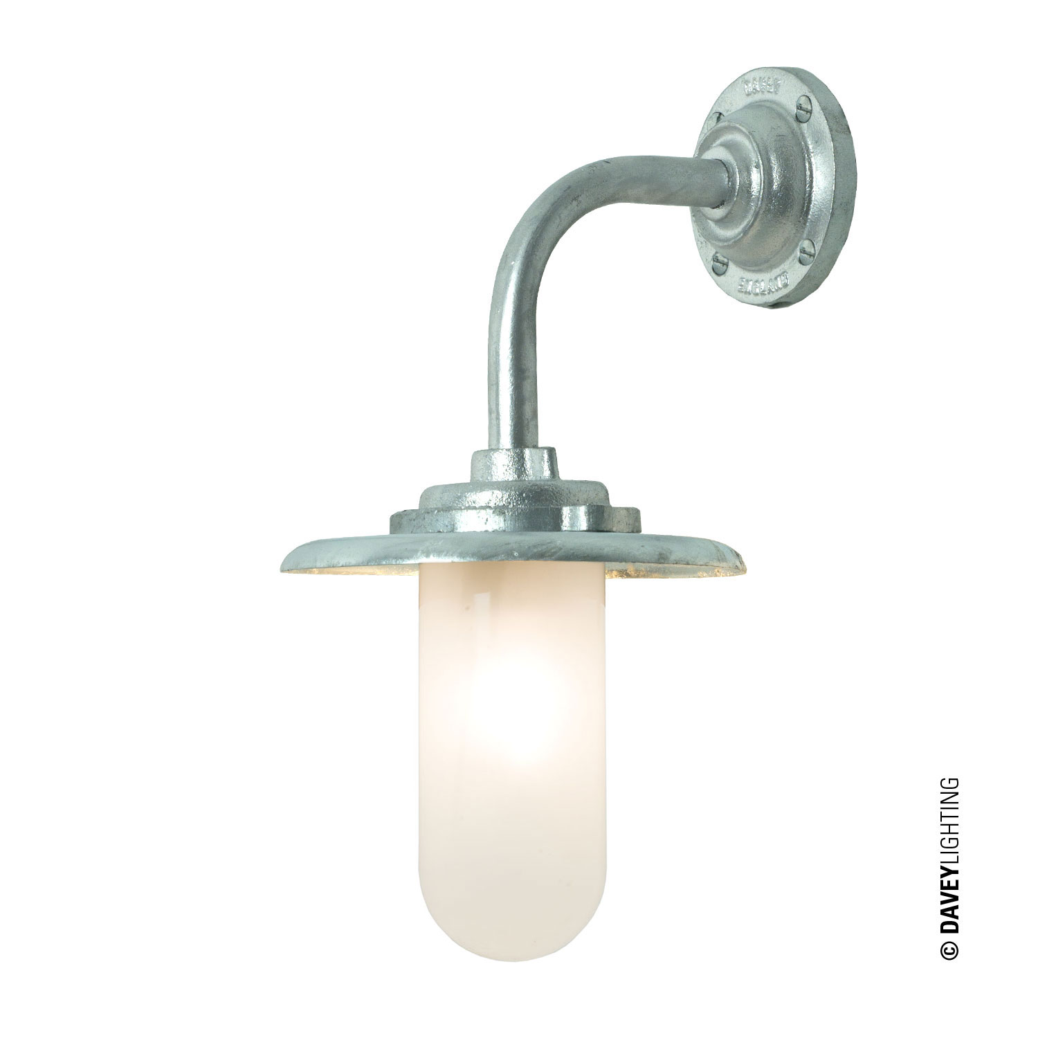 Exterior bracket light, galvanised finish, frosted glass