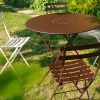 Floréal table 77 cm diameter in Russet, Bistro chair in Russet and Cotton White