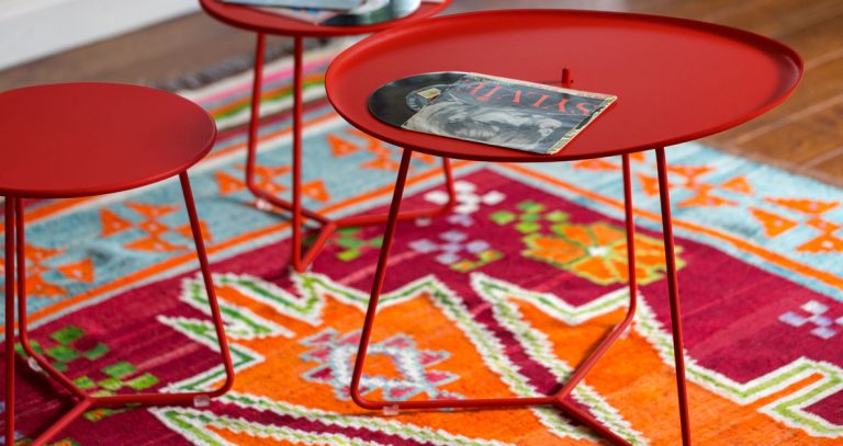 Cocotte low table and Cocotte footstool occasional table in Poppy