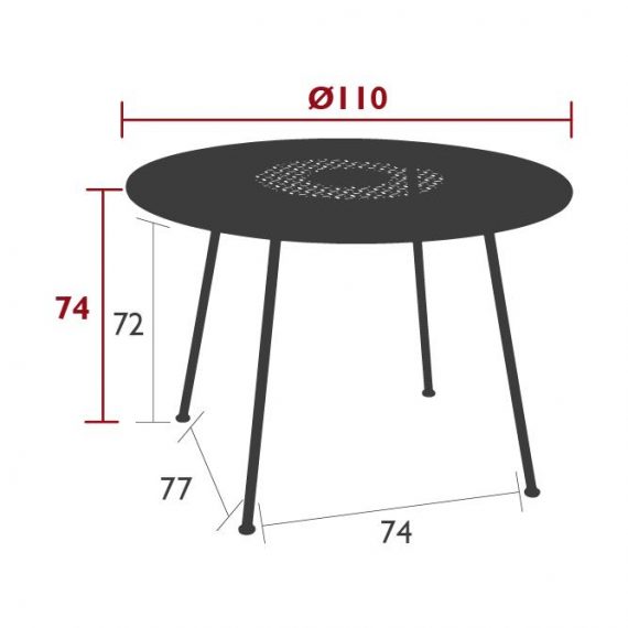 Lorette table 110 cm diameter dimensions