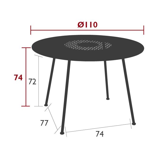 Lorette table 110 cm diameter dimensions