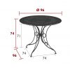 1900 table 96 cm diameter dimensions