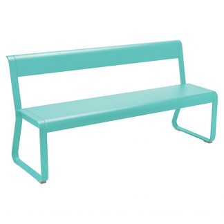 Bellevie bench with backrest in Lagoon Blue