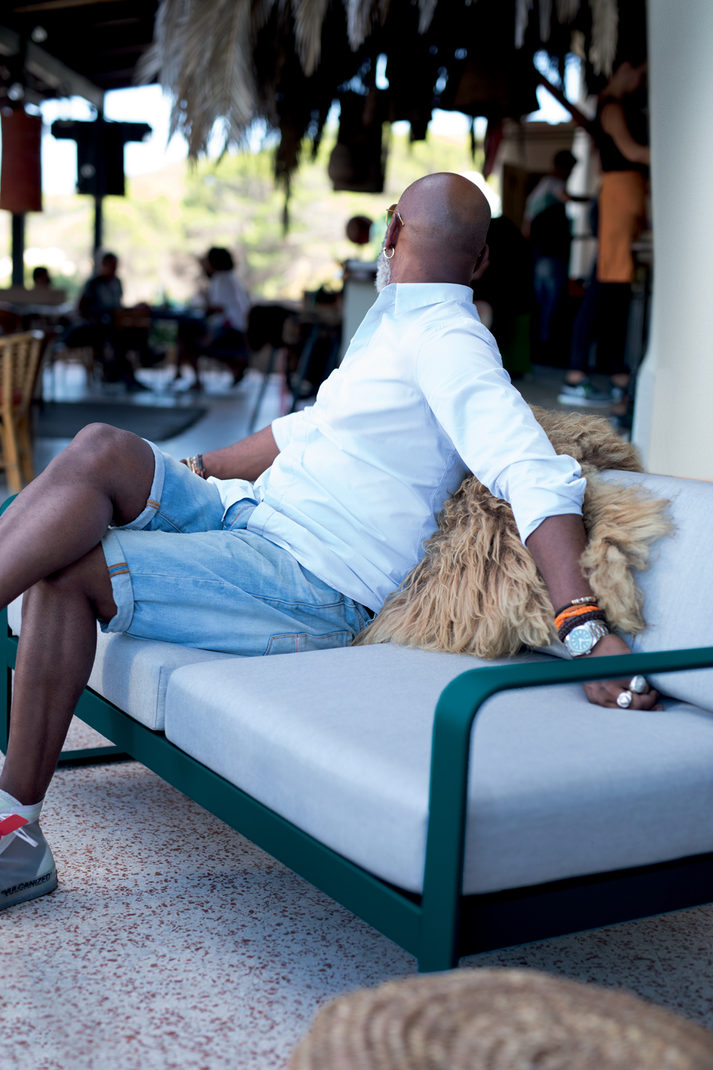 Bellevie two seat sofa in Acapulco Blue