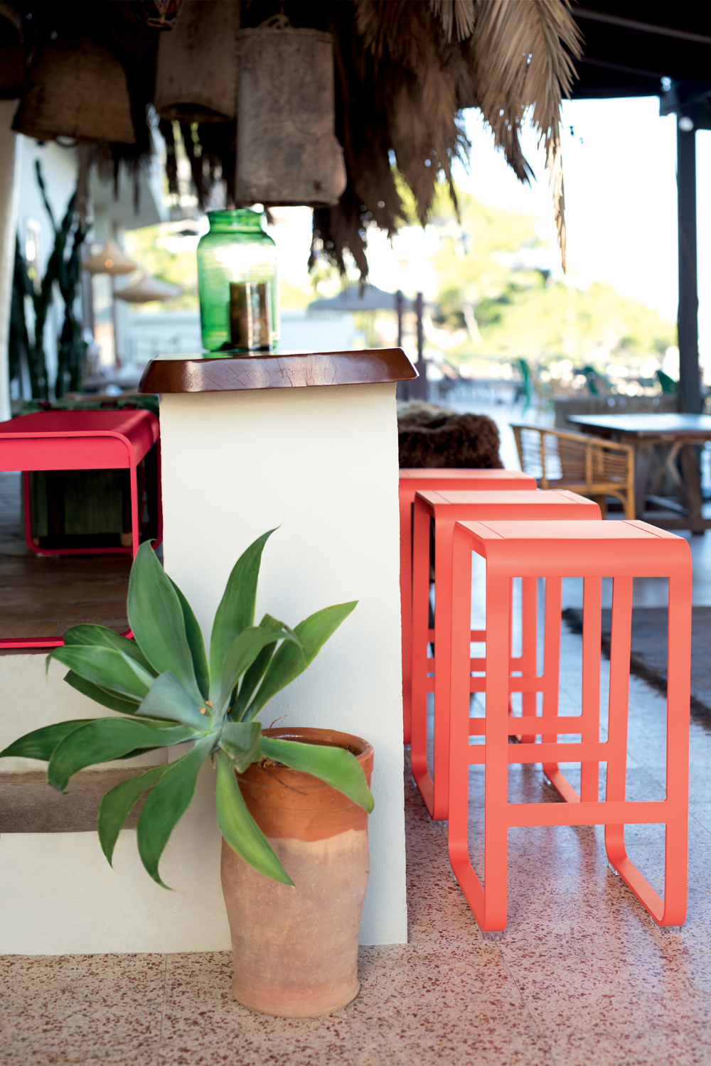 Bellevie high stools in Capucine