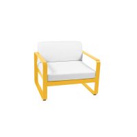 Bellevie armchair in Honey, with Off White cushions