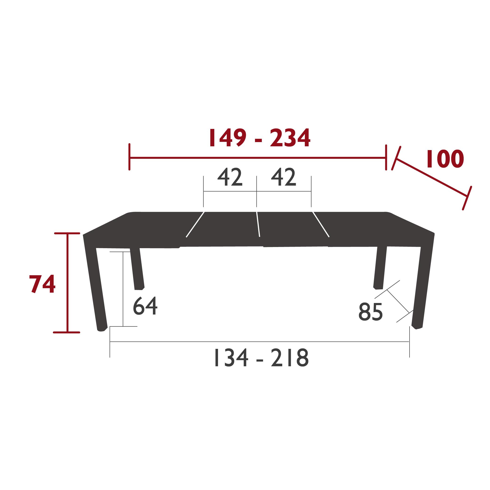 Ribambelle extending table with two sections dimensions