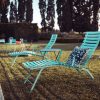 Bistro sunlounger in Lagoon Blue and Tom Pouce table