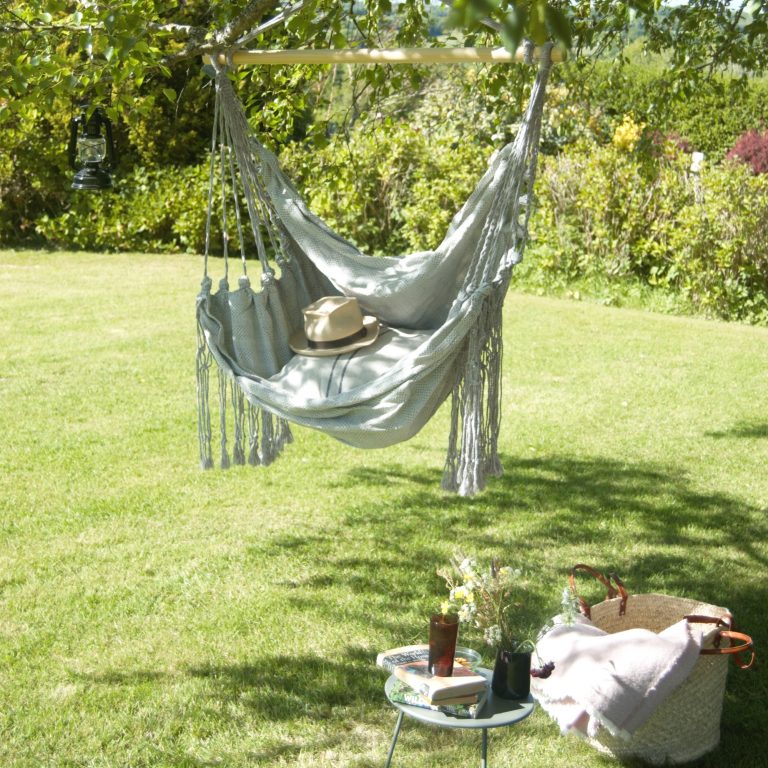 Cotton and denim hanging chair