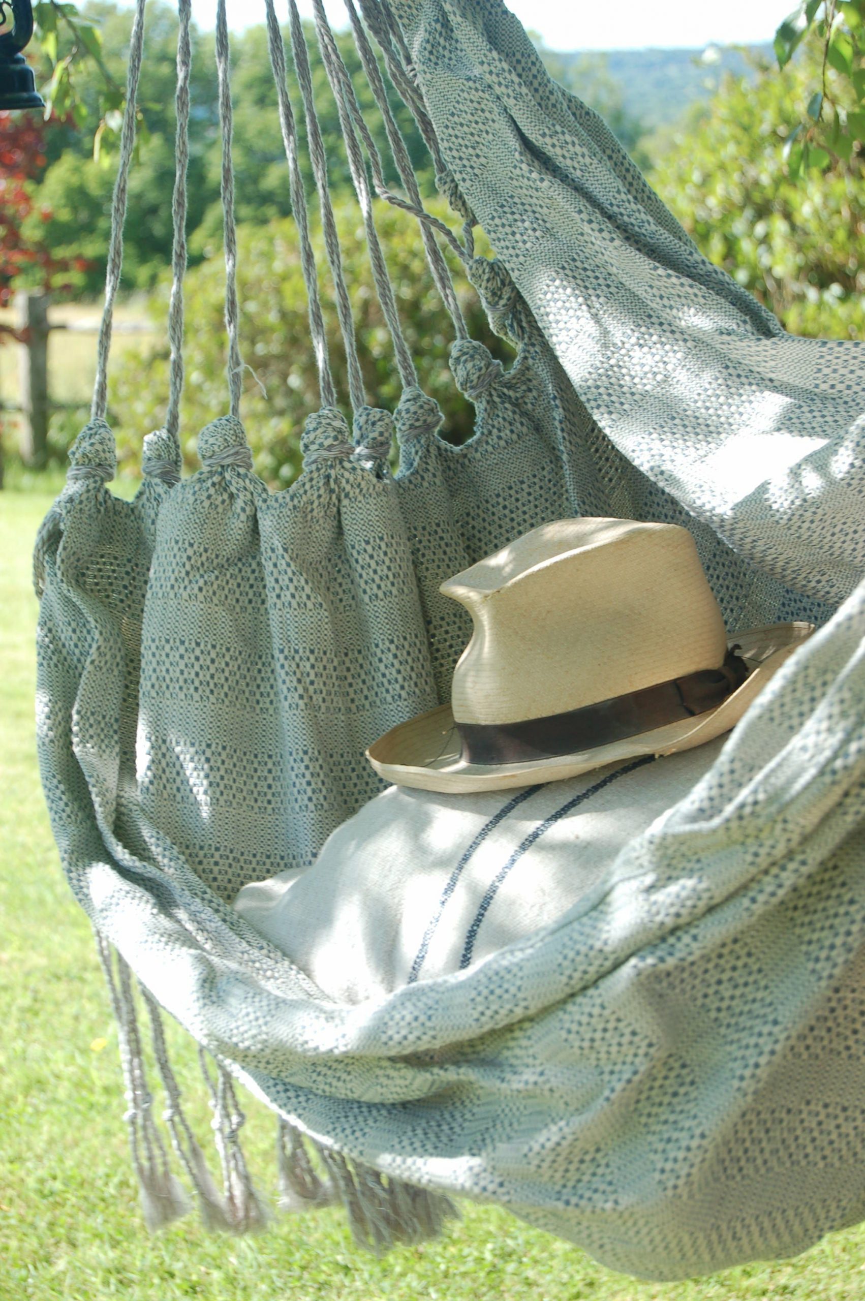 Cotton and denim hanging chair