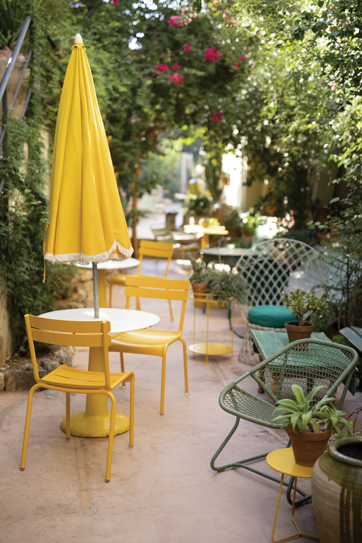 Luxembourg chair in Honey, Sixties low armchair in Cactus
