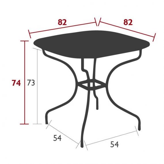 Opera+ rounded 82 cm table, dimensions