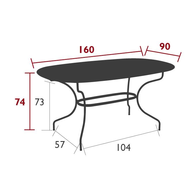 Opera+ oval table, dimensions Opera+ oval table, dimensions