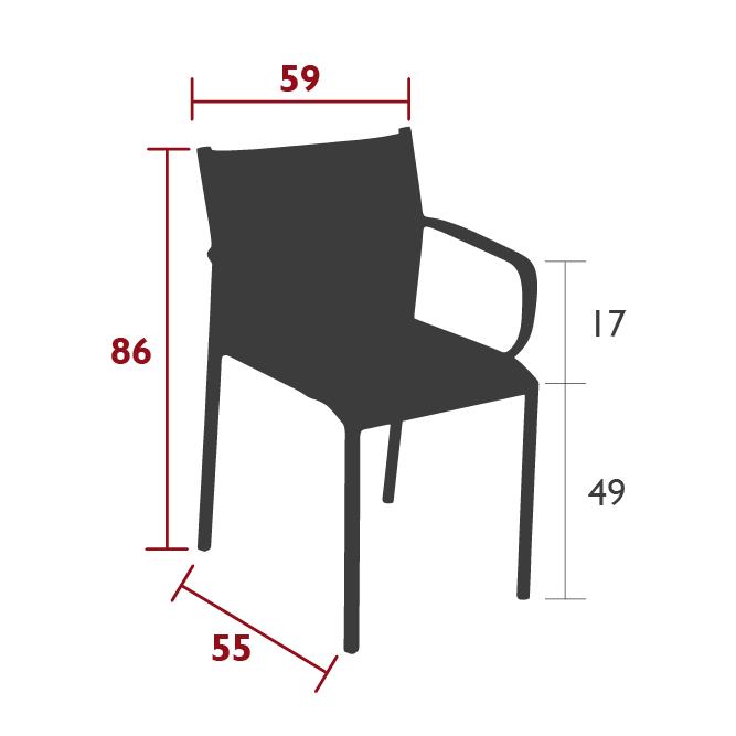 Cadiz armchair, dimensions