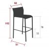 Cadiz bar chair, dimensions