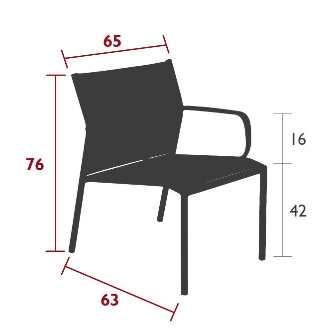 Cadiz low armchair, dimensions Cadiz low armchair, dimensions