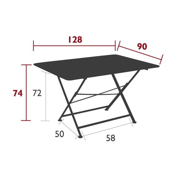 Cargo rectangular table, dimensions