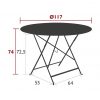 Bistro table 117 cm diameter dimensions