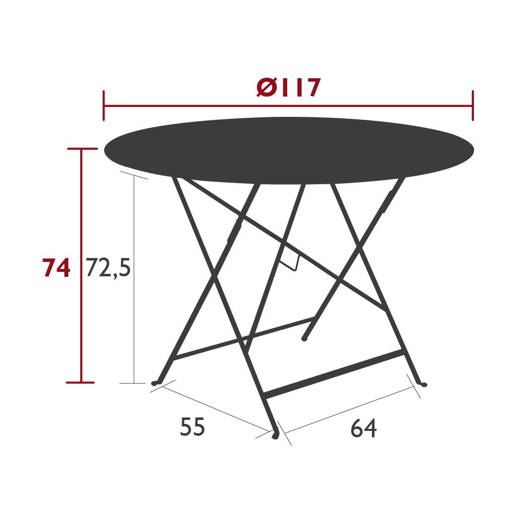 Bistro table 117 cm diameter dimensions Bistro table 117 cm diameter dimensions