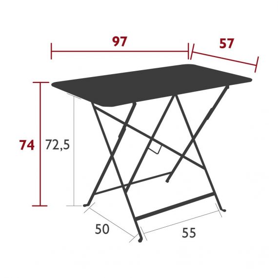 Bistro table 97 cm × 57 cm dimensions
