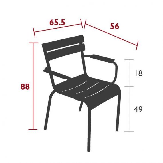 Luxembourg armchair dimensions