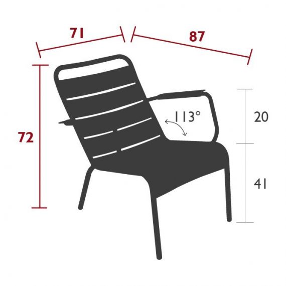 Luxembourg low armchair dimensions