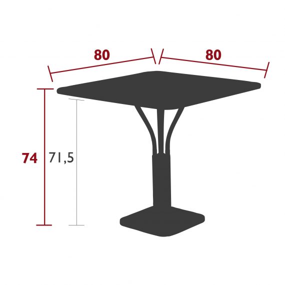 Luxembourg pedestal table 80 cm × 80 cm dimensions
