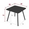 Luxembourg four-legged table 80 cm × 80 cm dimensions